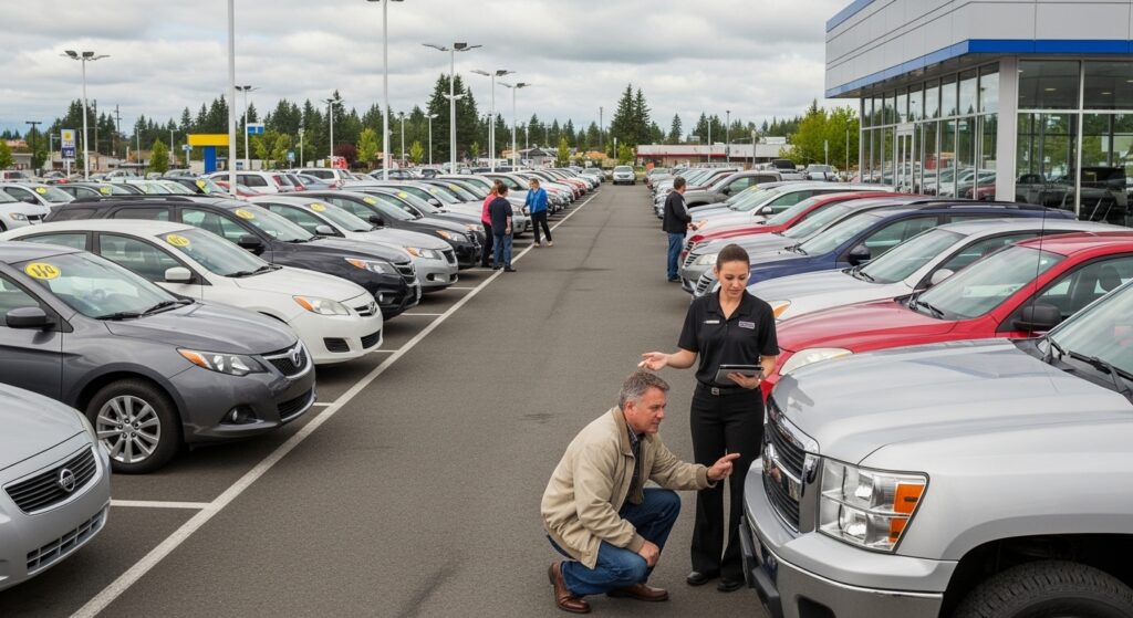 Puyallup buyer comparing used vehicles before financing