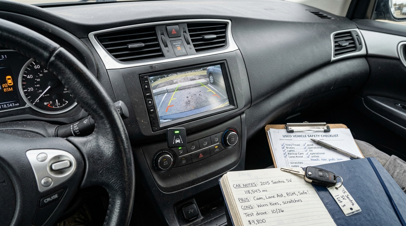 checking used car safety features before buying