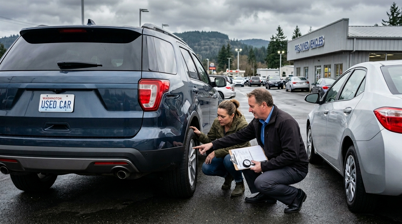 inspecting sensors cameras and safety features on a used car