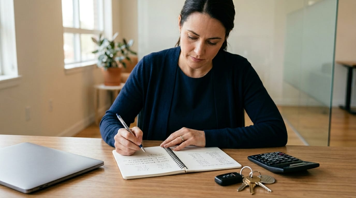 Buyer comparing used car loan numbers before refinancing