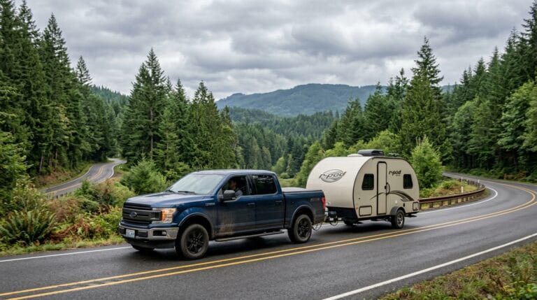 Used truck towing a travel trailer near Puyallup Washington