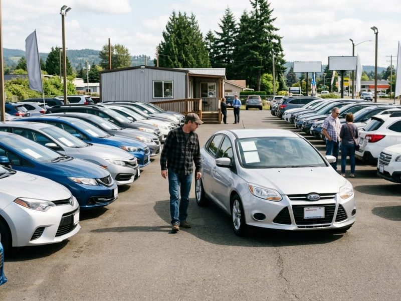 Shopper comparing used cars under $20,000 in Puyallup