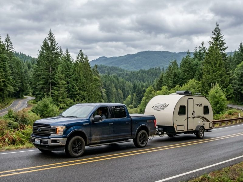 Used truck towing a travel trailer near Puyallup Washington